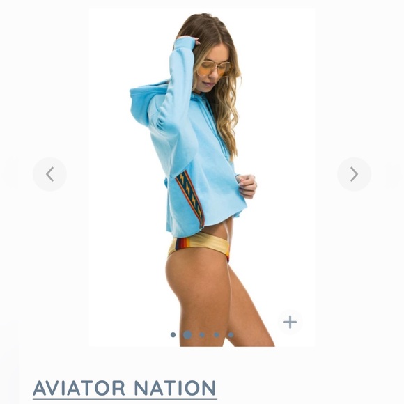 AVIATOR NATION White Cropped Hoodie with Logo - Picture 5 of 6